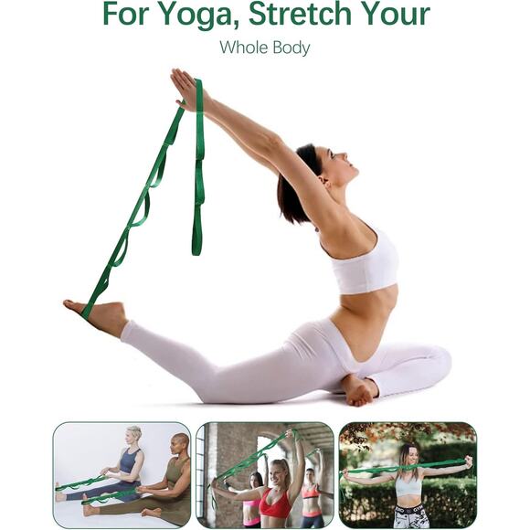 10 Loop Yoga Strap - Non-Elastic Exercise Band for Pilates, Yoga, Stretching - Picture 3 of 12